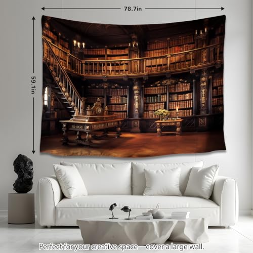 Medieval Bookshelf Tapestry Wall Hanging E502