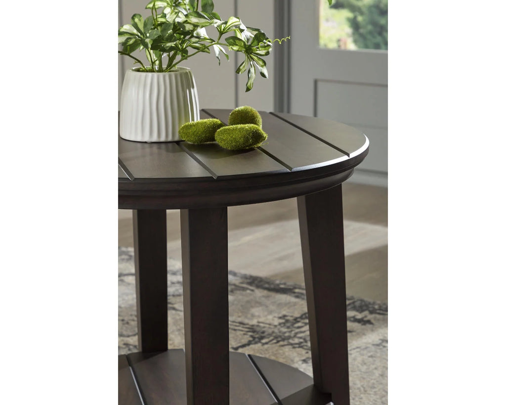 Dark Brown End Table with Lower Shelf N9842