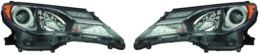 2013-2015 Toyota RAV4 Black Housing Headlight Assembly Pair U8607