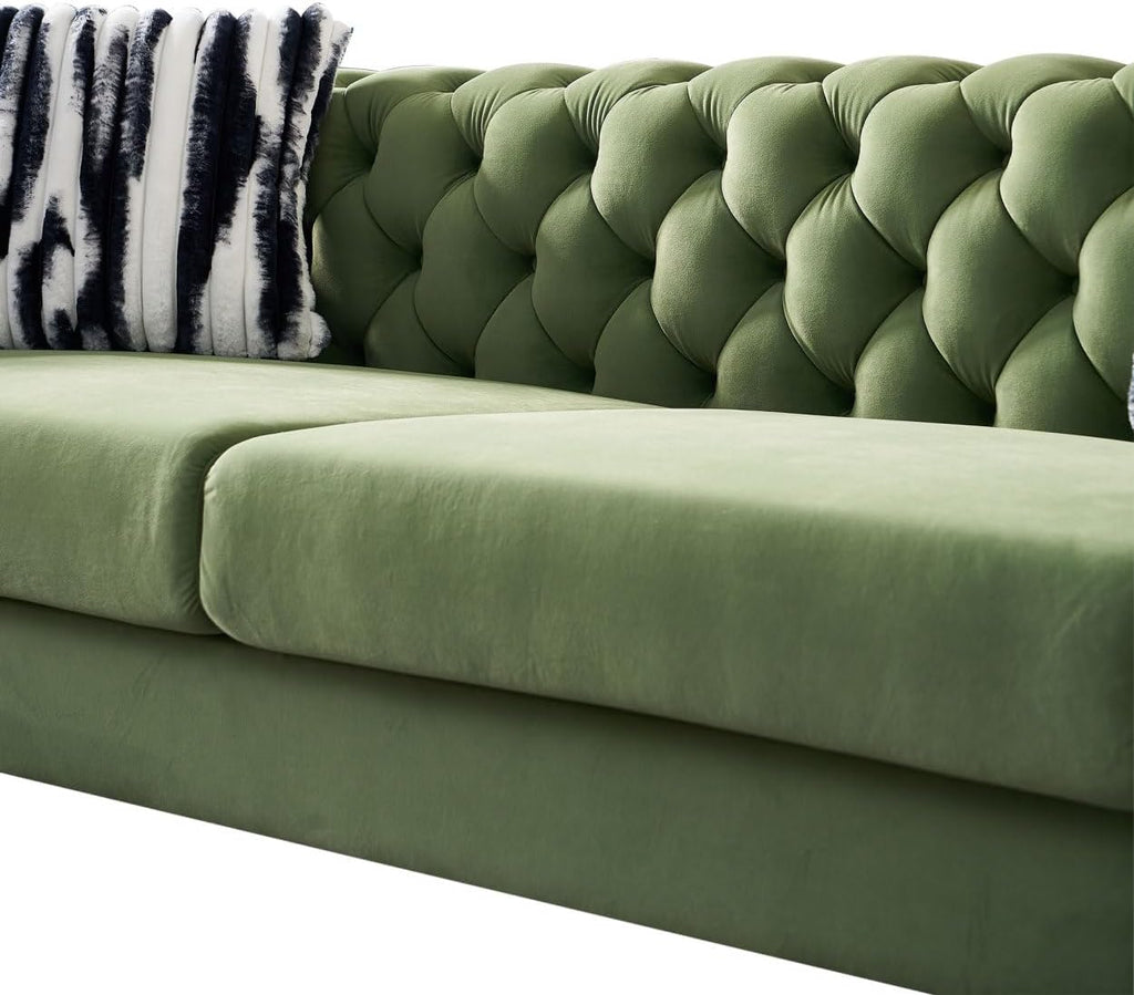 Mint Green Velvet Tufted Sofa W33494