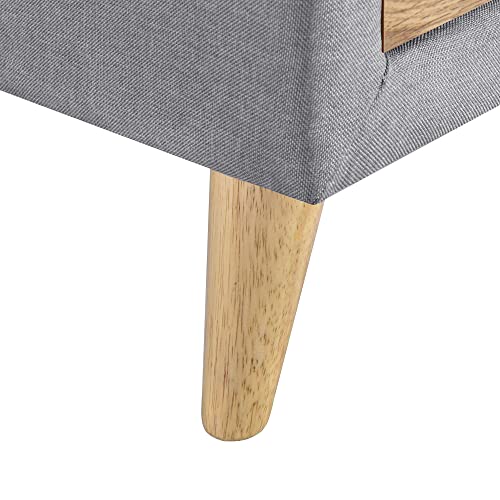 Gray Upholstered Wooden Storage Ottoman Bench with 2 Drawers D9325