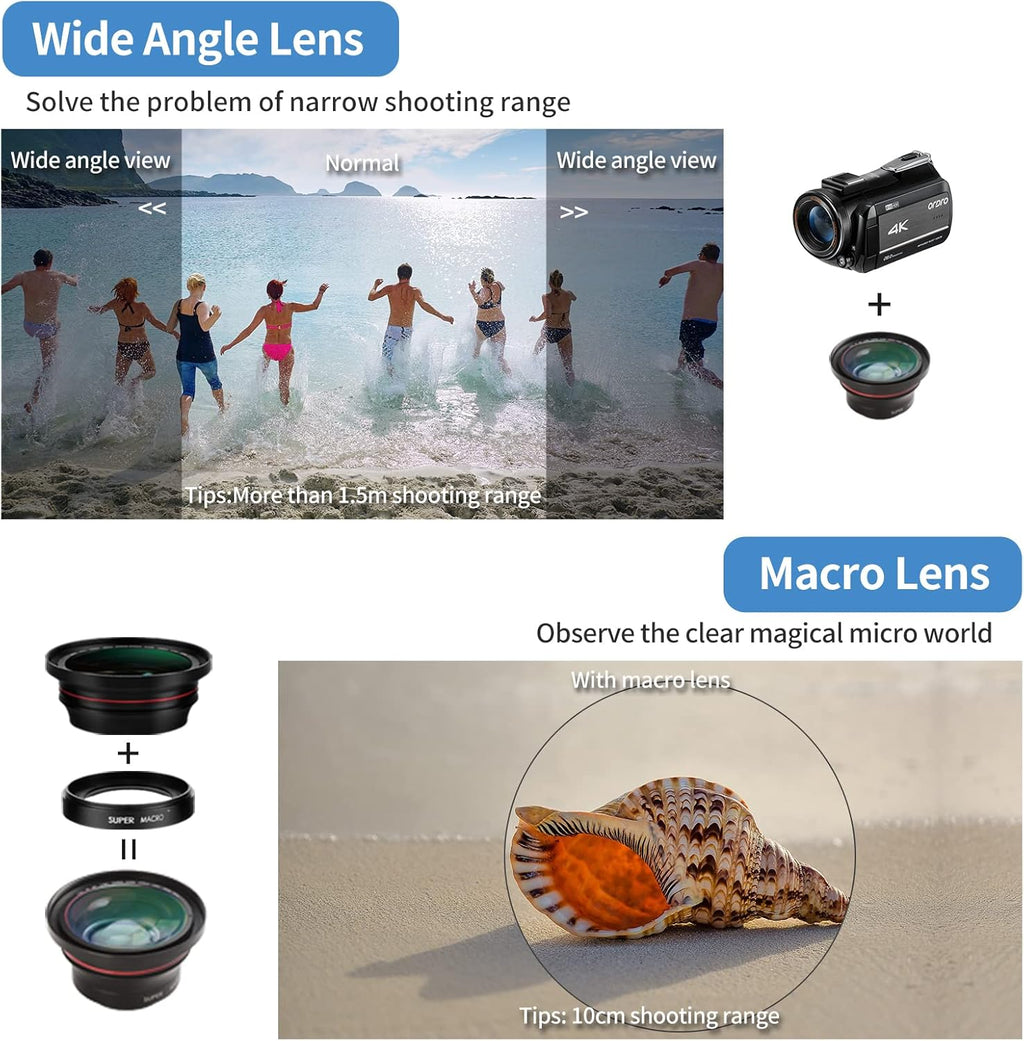 4K 1080P 60FPS Video Camcorder with 30X Zoom Infrared Night Vision Q82459