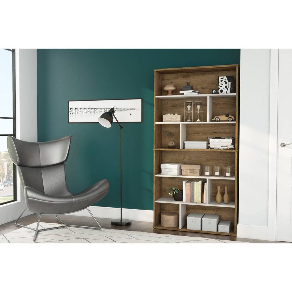2-Piece Asymmetrical Shelving Unit Set in Rustic Brown u0026 Sandstone X739328