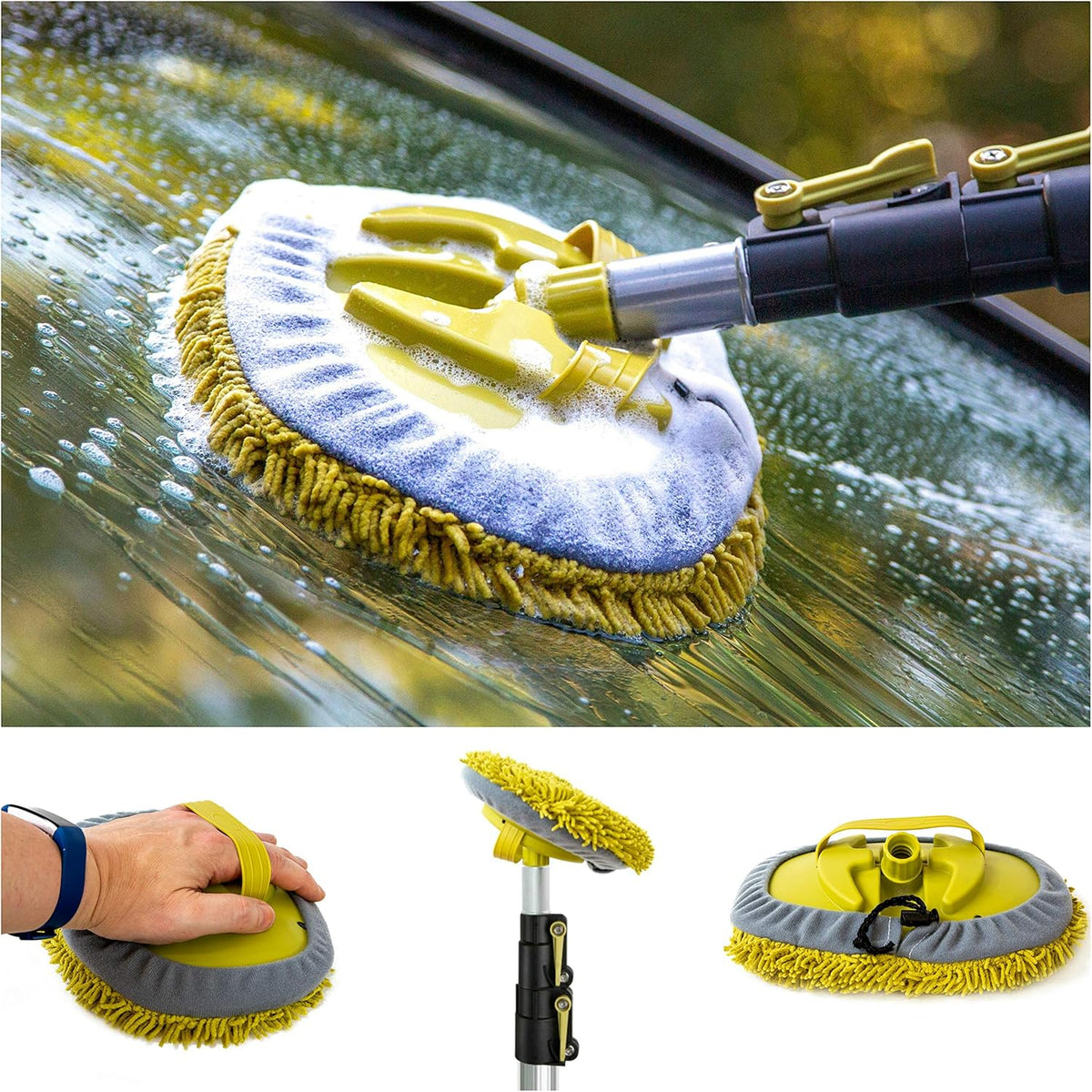 5-12 Foot Car Cleaning Kit with Soft Car Wash Brush, Car Squeegee, Car Wash Mitt, Microfiber Cleaning Head & Extension Pole N47685