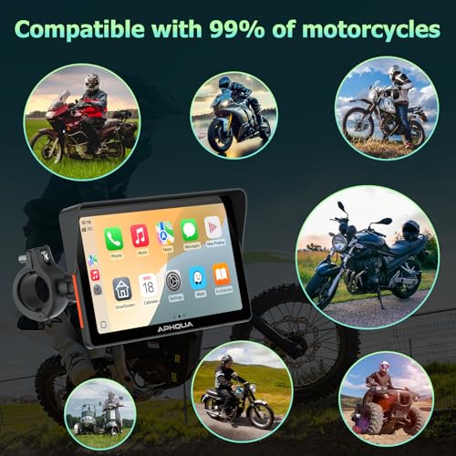 7-Inch Motorcycle GPS Navigation System with Apple CarPlay & Android Auto, Waterproof Touchscreen, Bluetooth, IP67 Waterproof Q351366