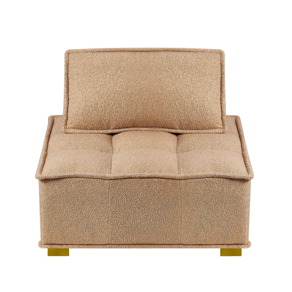 Single Sofa Ottoman with Gold Wooden Legs Teddy Fabric L452224