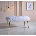 White Faux Fur Bench A2917