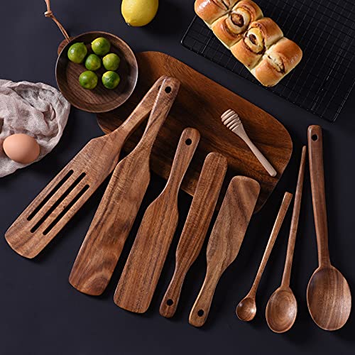 Set of 9 Natural Teak Wooden Spurtles E67111