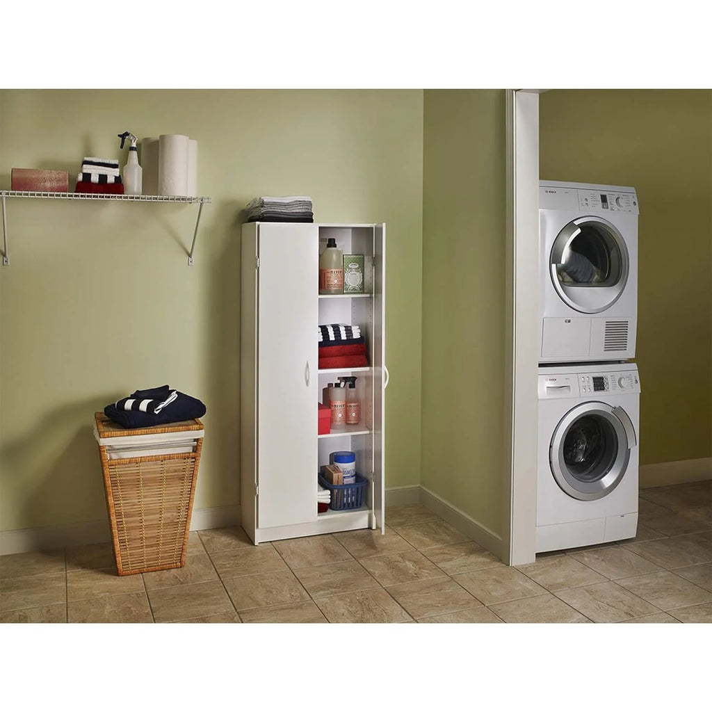 White 2 Door Pantry Cabinet with Adjustable Shelves F8131