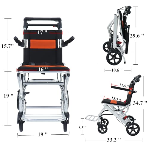 Portable Folding Wheelchair with Handbrake V6345