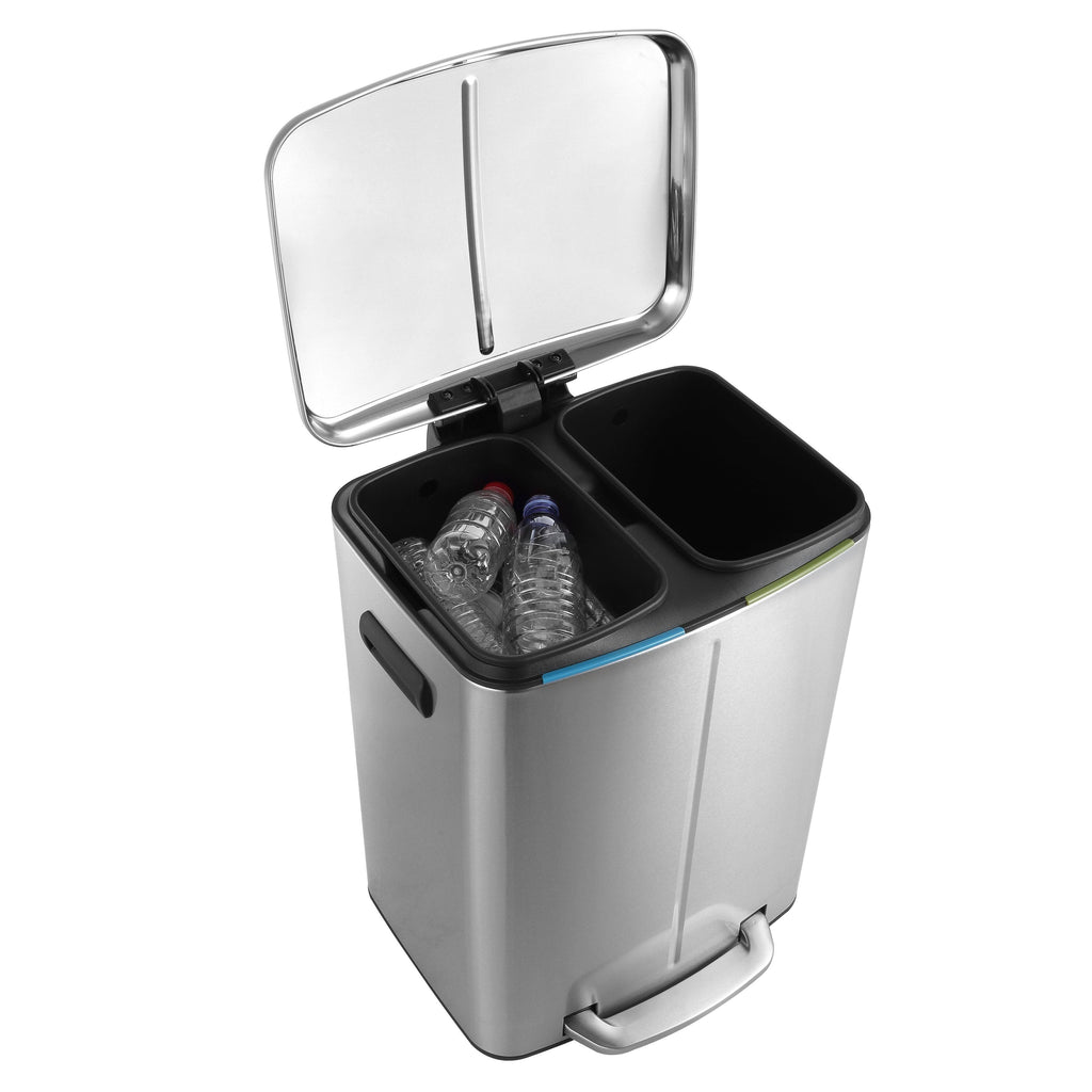 White 10.5-Gallon Double Bucket Trash Can with Lid Q4156