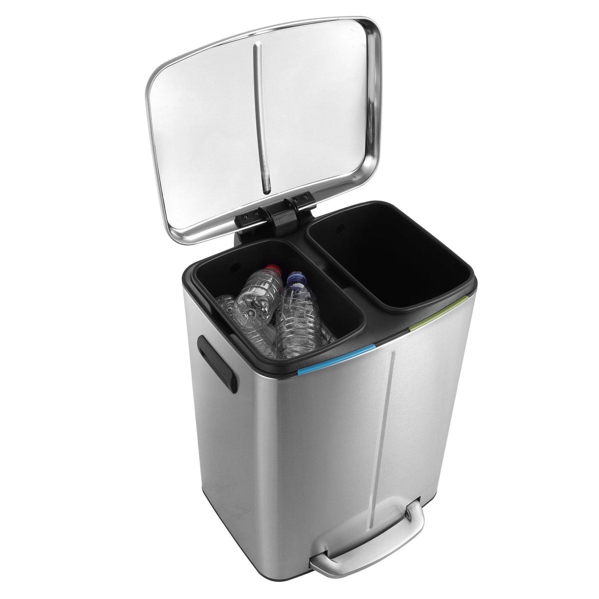 White 10.5-Gallon Double Bucket Trash Can with Lid Q4156