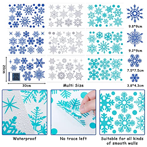 Christmas Snowflake Window Stickers Dark Blue Light Blue White Removable Y102