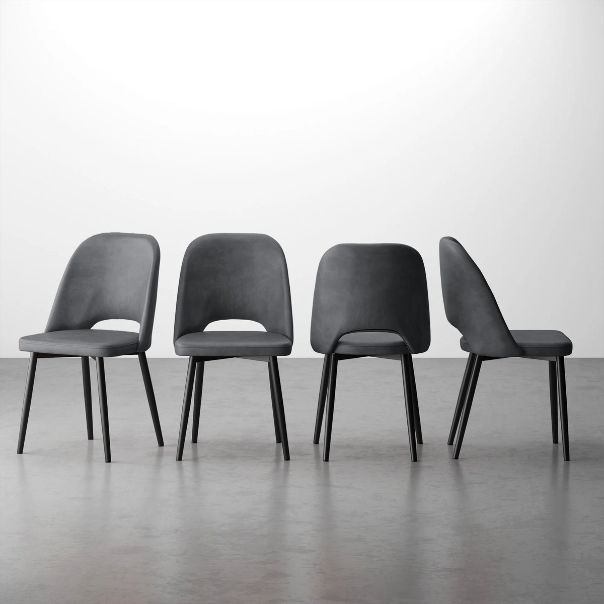 Black PU Leather Dining Chairs Set of 4 Z527762