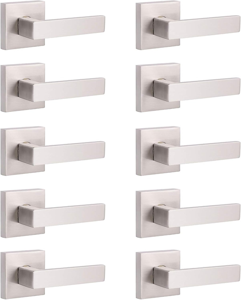Brushed Nickel Square Entrance Door Lever with Deadbolt Locksets, 2 Pack Z98536