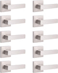 Brushed Nickel Square Entrance Door Lever with Deadbolt Locksets, 2 Pack Z98536