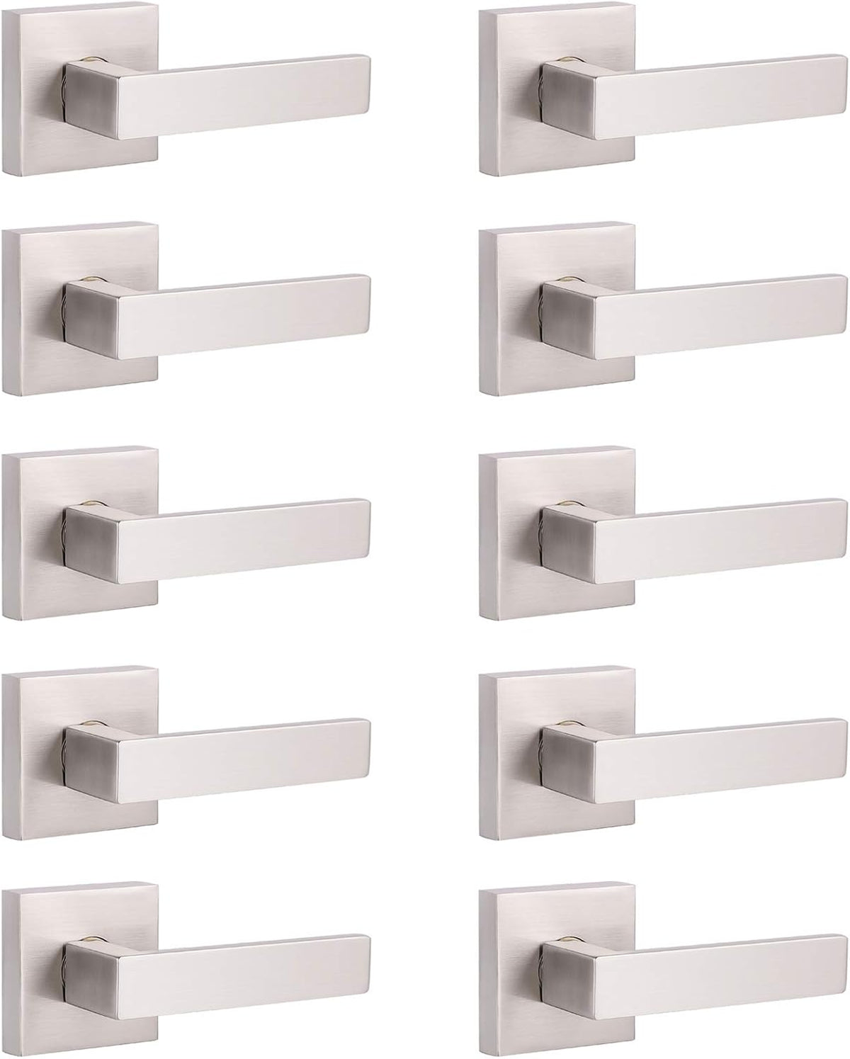 Brushed Nickel Square Entrance Door Lever with Deadbolt Locksets, 2 Pack Z98536