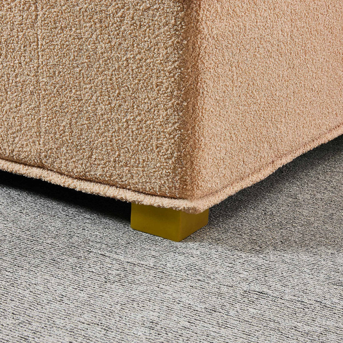 Single Sofa Ottoman with Gold Wooden Legs Teddy Fabric L452224
