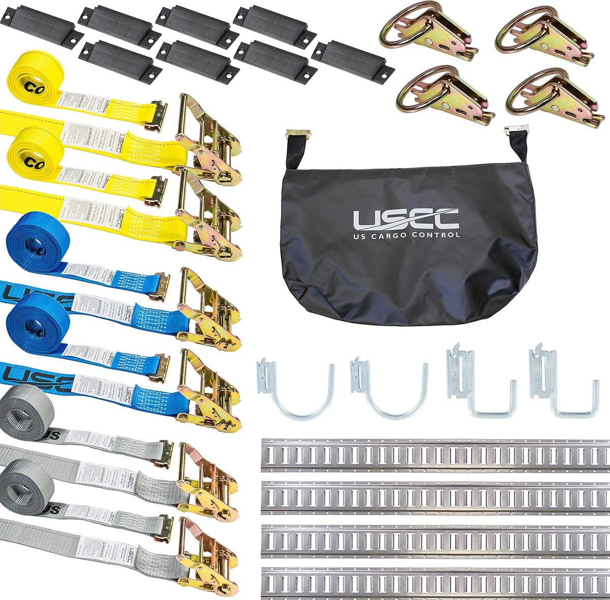 E Track Starter Kit with E Track Rails, Cargo Straps, Fittings, End Caps and Storage Bag S825673