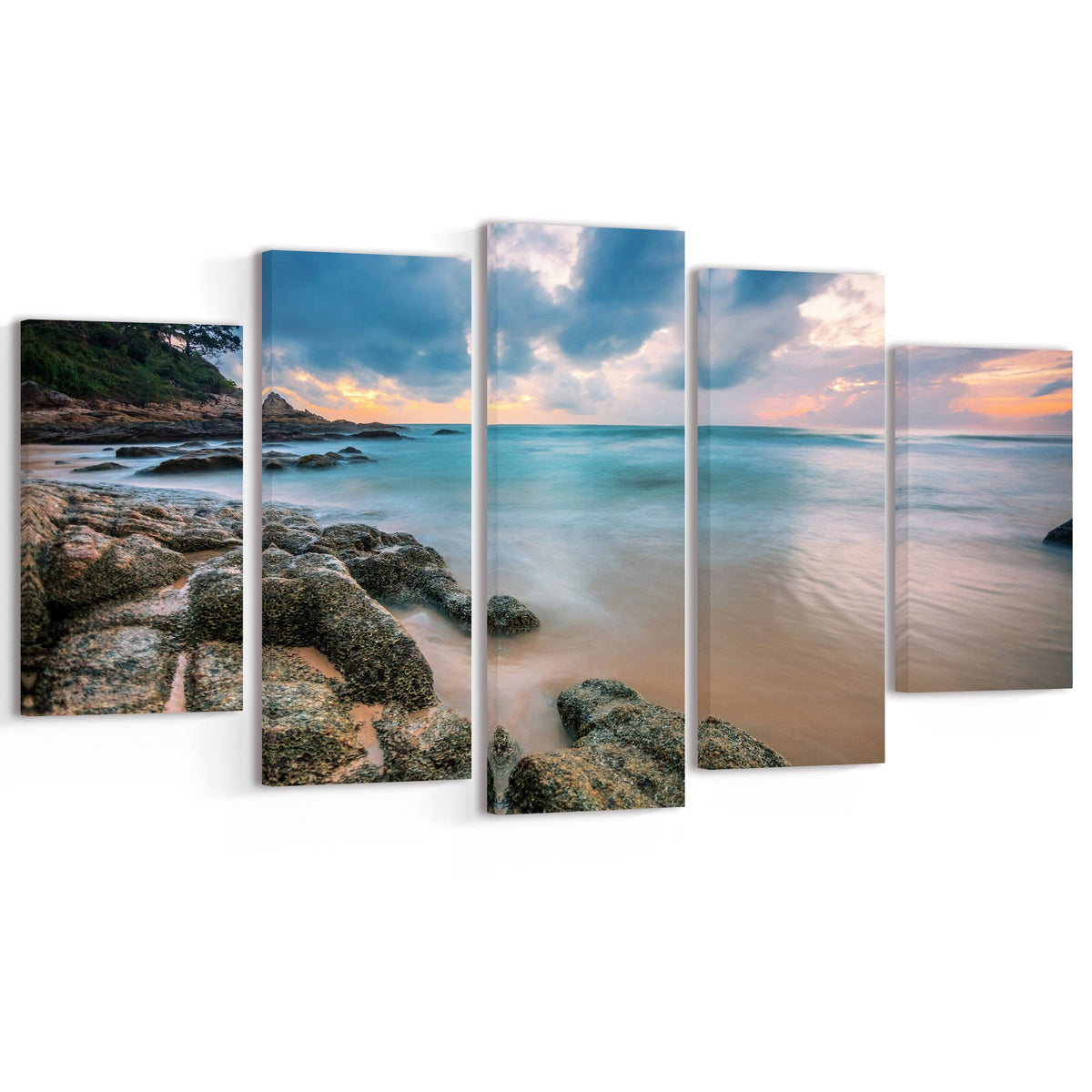 Extra Large Seascape Art Canvas (5 Piece), 60x22 x 28x22 Z596
