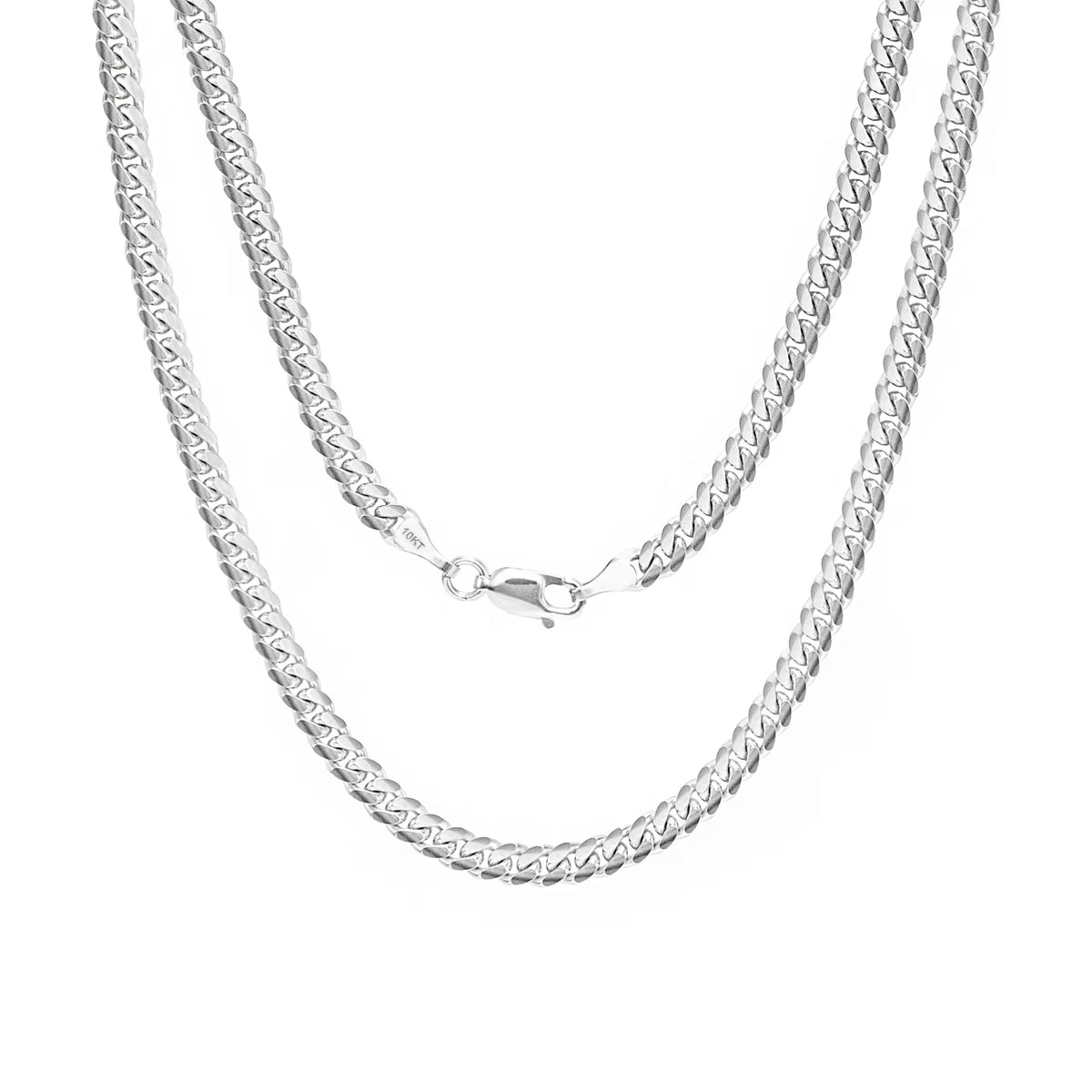 10k White Gold Miami Cuban Link Chain Pendant Necklace 16" - 30" M4597