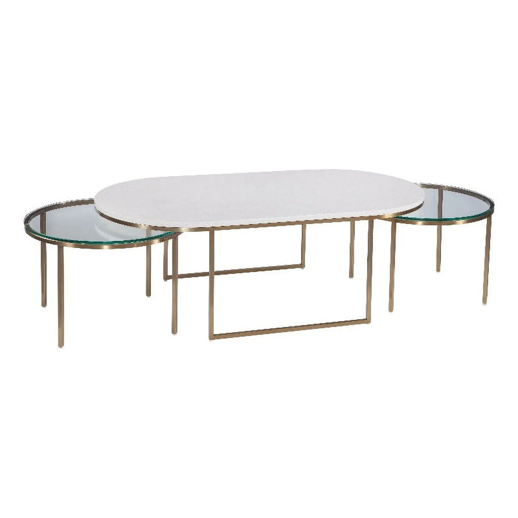 Gold Metal and White Terrazzo Nesting Cocktail Table G506120