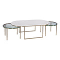 Gold Metal and White Terrazzo Nesting Cocktail Table G506120