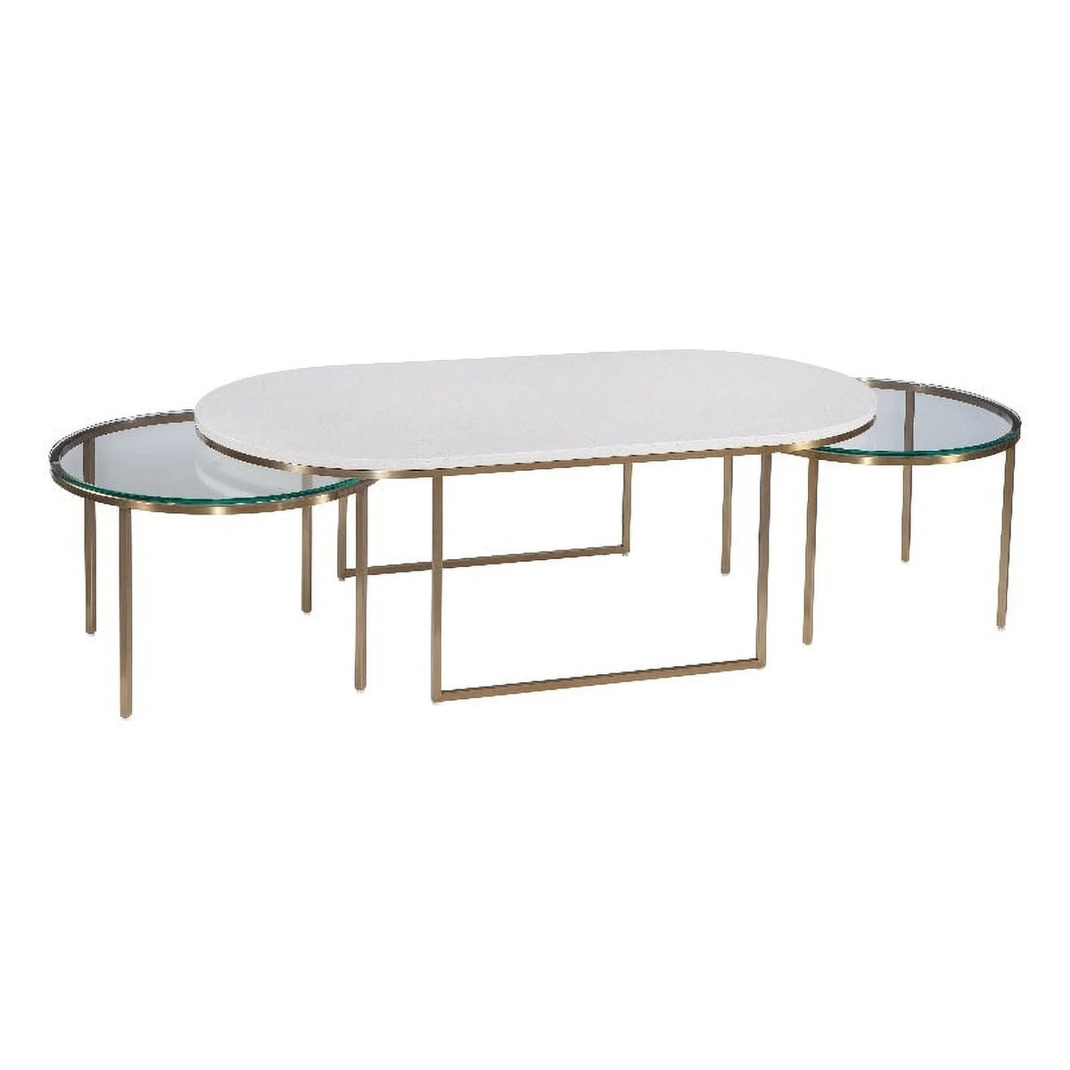 Gold Metal and White Terrazzo Nesting Cocktail Table G506120