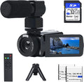 1080P 30MP Vlogging Camera Camcorder with External Microphone, Mini Tripod, 2 Batteries and 32GB SD Card I291130