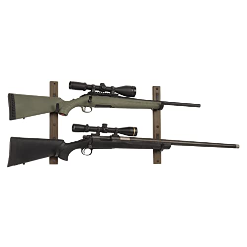 Brown/Black Wood Rifle Rack with Metal Hooks O88014
