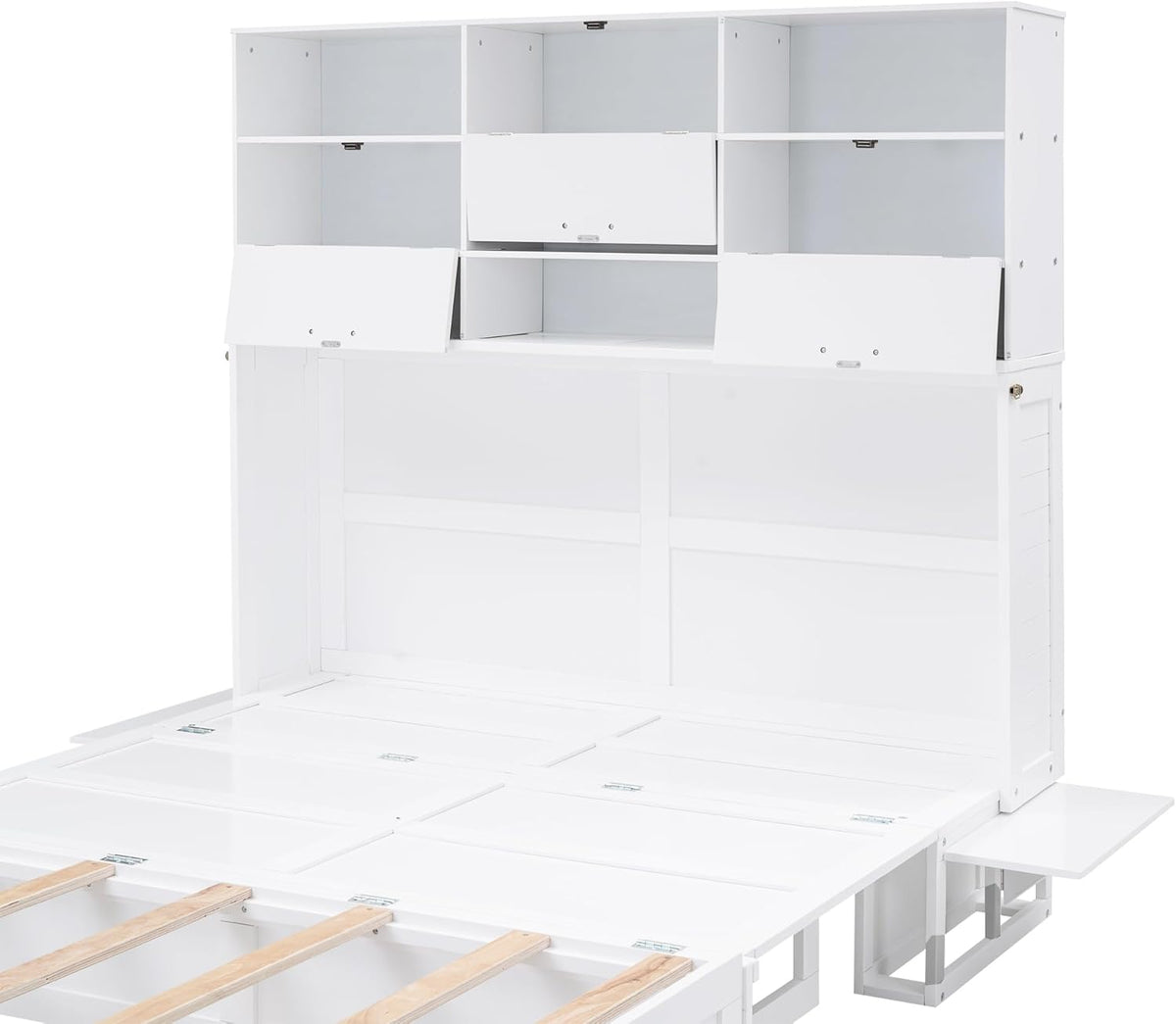 Queen Size Murphy Bed with Bookcase and Drawer M104