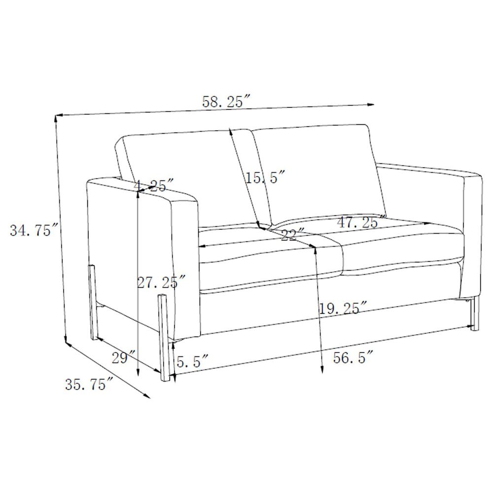 Sage Upholstered Fabric Loveseat with Track Arms X93945