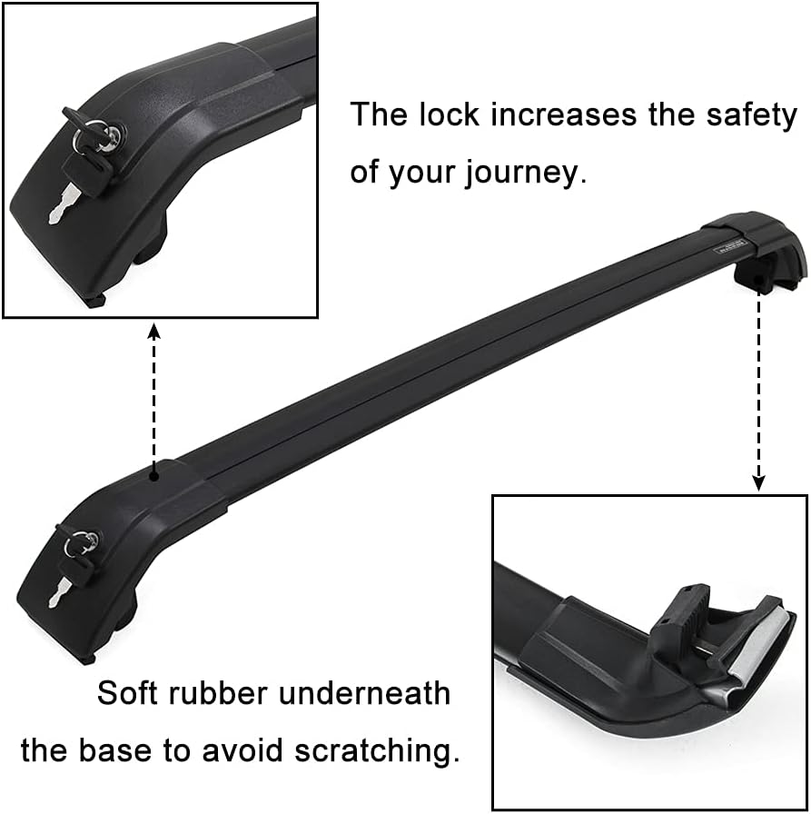 Black Lockable Roof Rack Cross Bars for KIA Telluride I782554