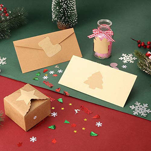300 Pcs Brown Kraft Paper Christmas Gift Tags Stickers 2.5 x 2.5 Inches P496728