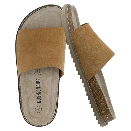 Suede Slip-On Slide Sandal with Cork Footbed T646