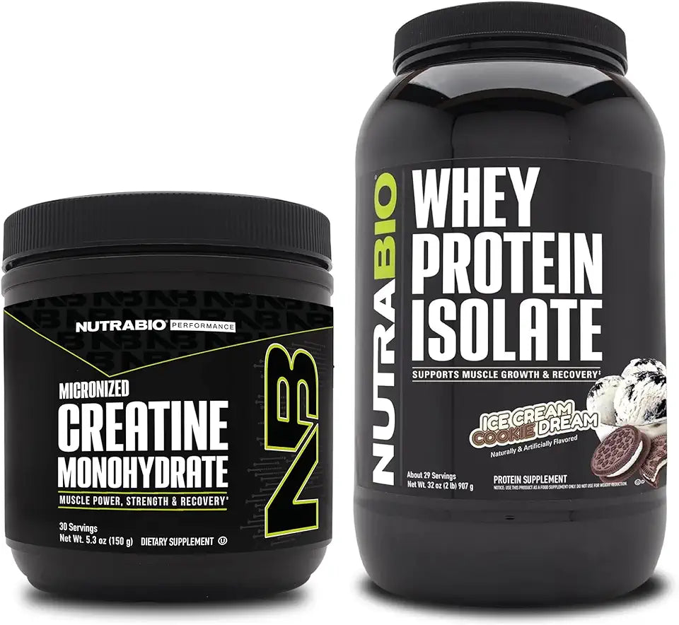 Unflavored Creatine Monohydrate and Whey Protein Isolate Supplement Bundle B12772