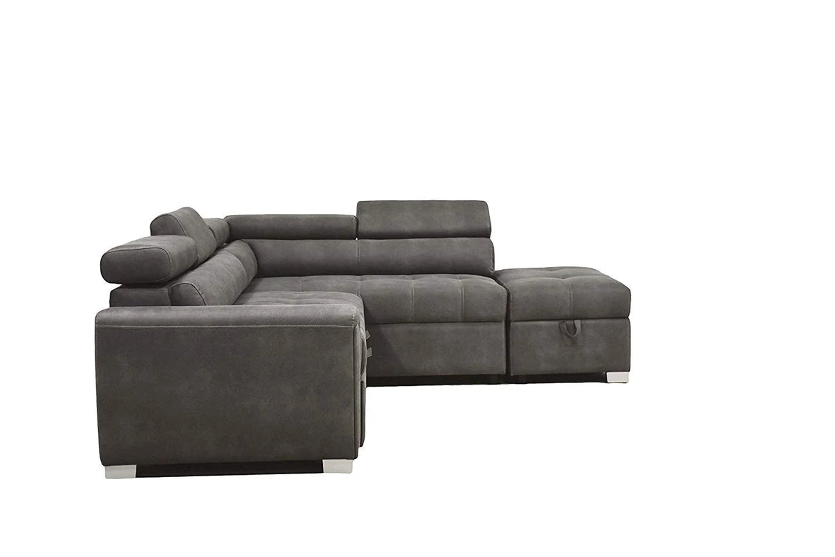 Gray Microfiber Sectional Sleeper Sofa and Ottoman G748075