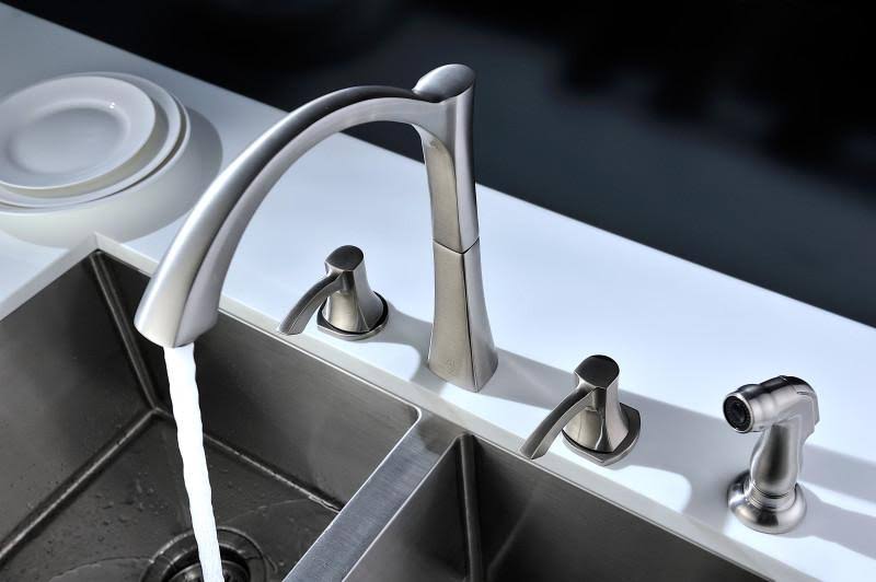 2-Handle Standard Kitchen Faucet in Brushed Nickel O849381