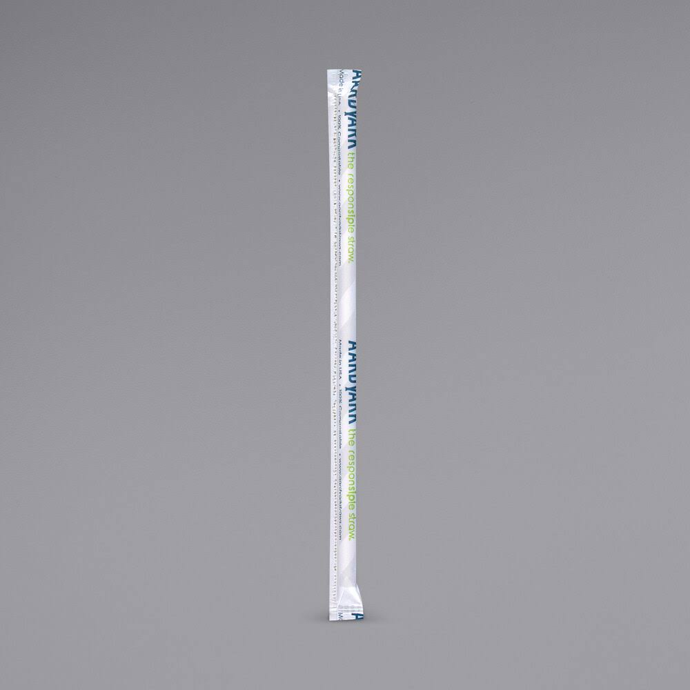 7 3/4x22 Black White Striped Paper Straw Z200
