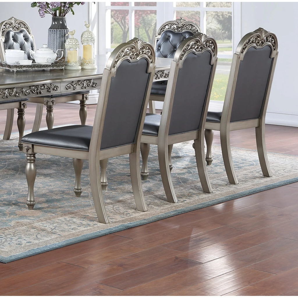 Grey Silver Rubberwood Upholstered Dining Chairs Set of 2 L3643