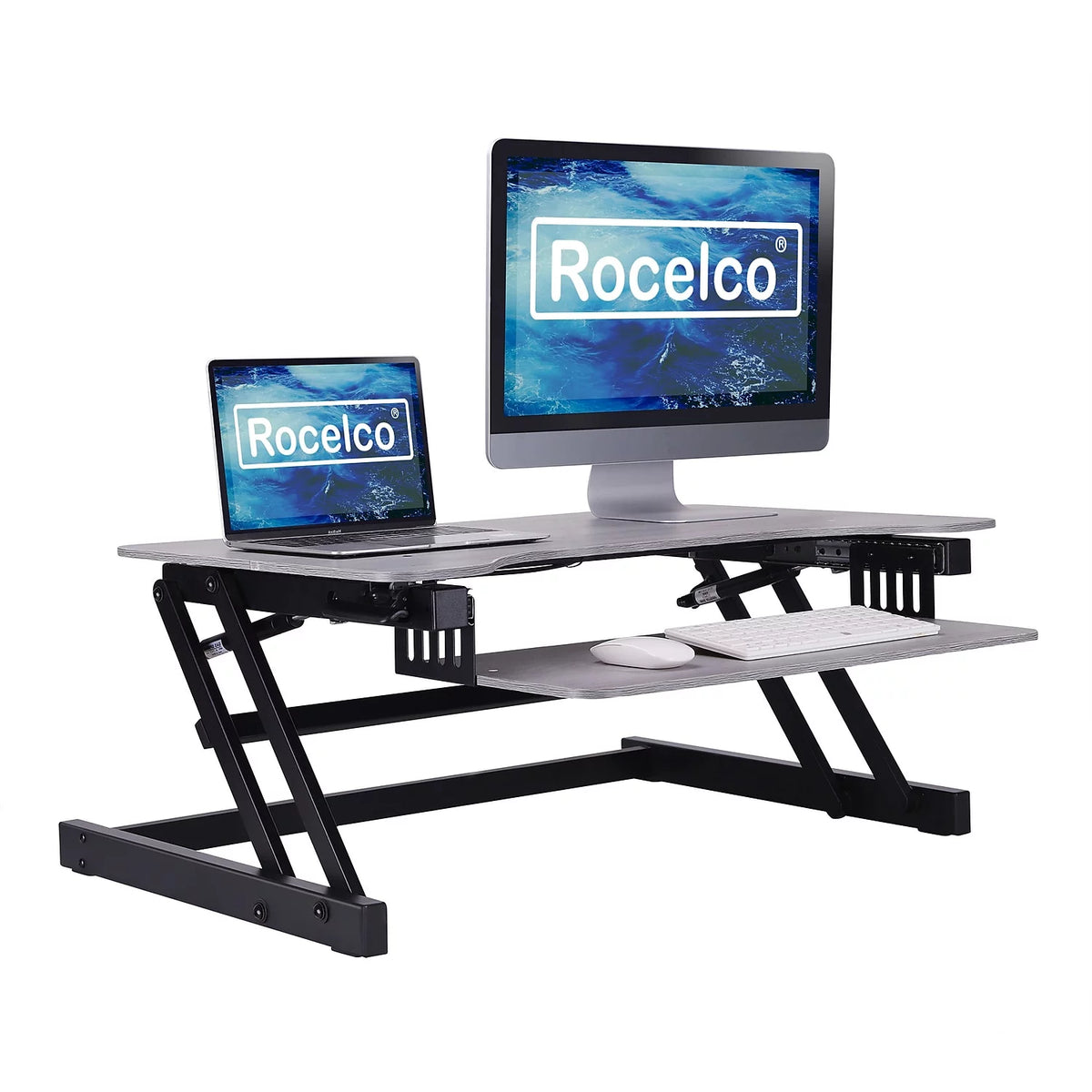 Gray Height Adjustable Standing Desk Converter T46842