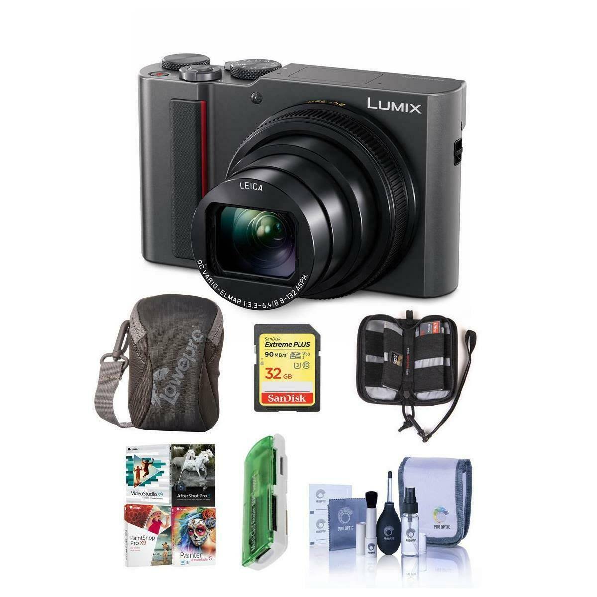 Silver Digital Point & Shoot Camera with 32GB SDHC U3 Card, Camera Case, Cleaning Kit P19386