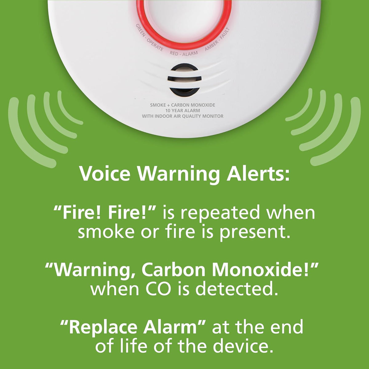 Smart Smoke & Carbon Monoxide Detector with Indoor Air Quality Monitor, Hardwired w/Battery Backup Y15253