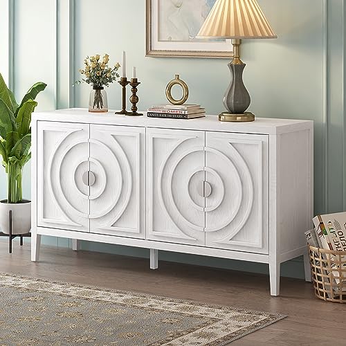 Black 4-Door Sideboard Cabinet with Adjustable Shelves T772