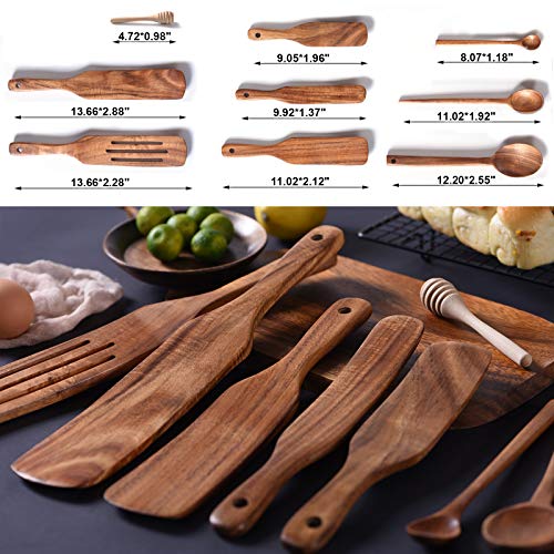 Set of 9 Natural Teak Wooden Spurtles E67111