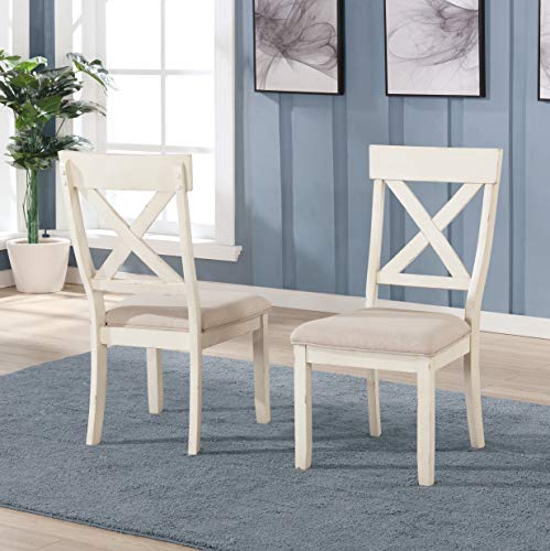 5-Piece Dining Table Set with Cross Back Chairs, Blue and Brown P700121