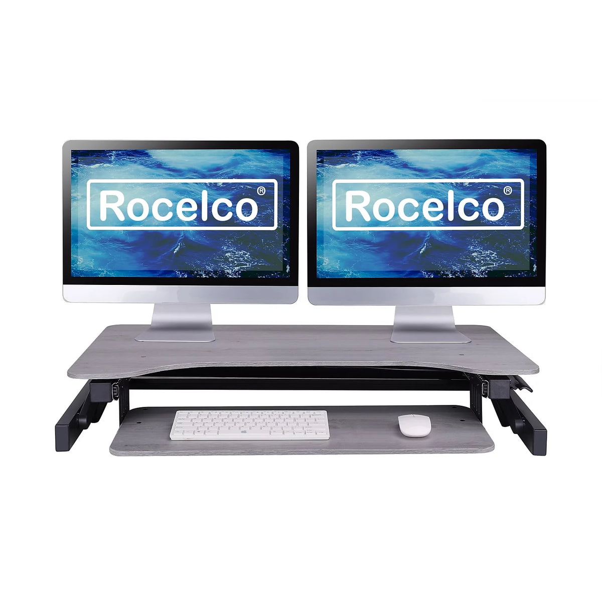 Gray Height Adjustable Standing Desk Converter T46842