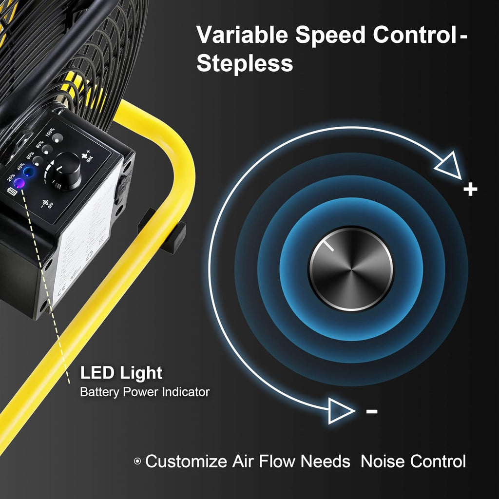 Cordless Rechargeable 12 Inch Floor Fan with Metal Blade R762