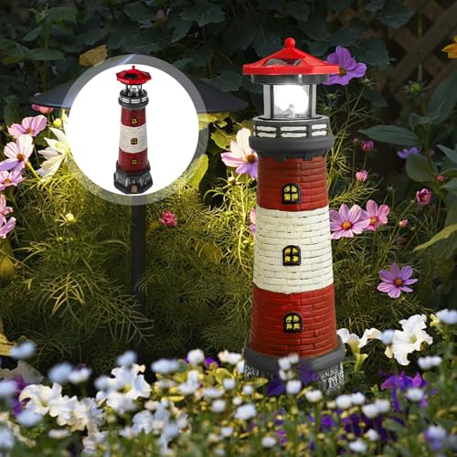 Solar Powered Rotating Lighthouse Statue D27185