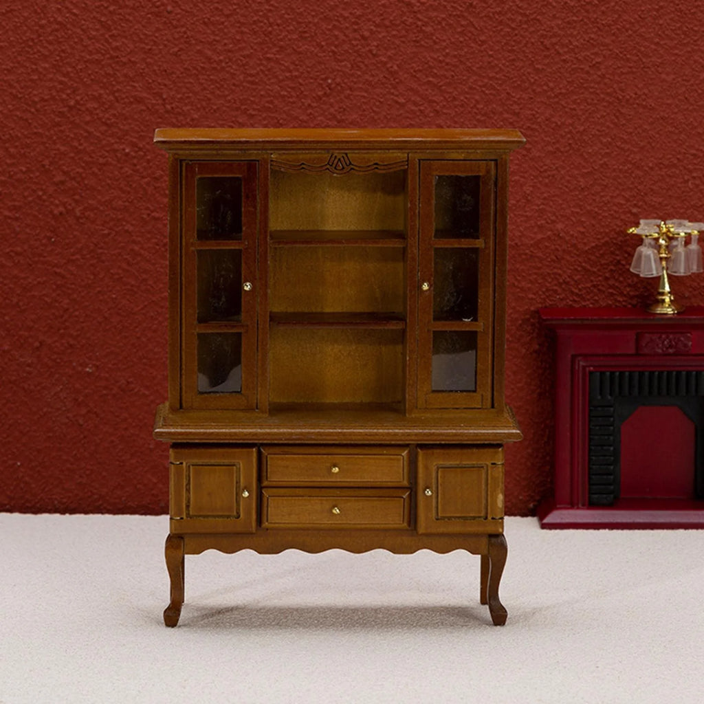 Walnut Miniature Bookcase Cabinet P9271